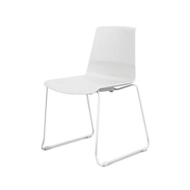 
Stackable Plastic Black Sled Metal Legs Office Meeting Training Chair 