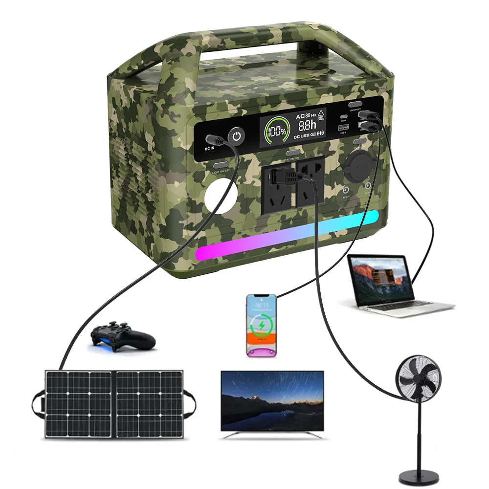 Waterproof 600W AC Output Portable Power Station 8000 Cycling 26000mAh Lithium Rechargeable Battery