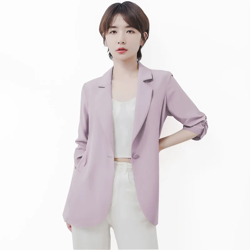 QFZ220 - Elasticated Sleeves Single Breasted Vent Notch Lapels For Women Ladies Blazer Suit Jacket Traje de mujer