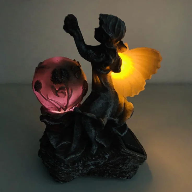 solar indoor house statue resin angel led decorative resin night light solar lawn led solar garden light outdoor waterproof