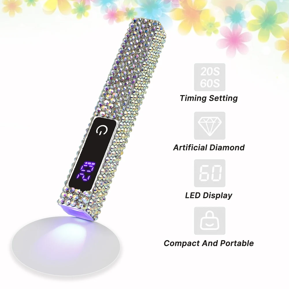 Handheld Diamonds Light LED Cordless Nail Dryer Lamp Portable USB Gel Curing Mini UV Nail Lamp