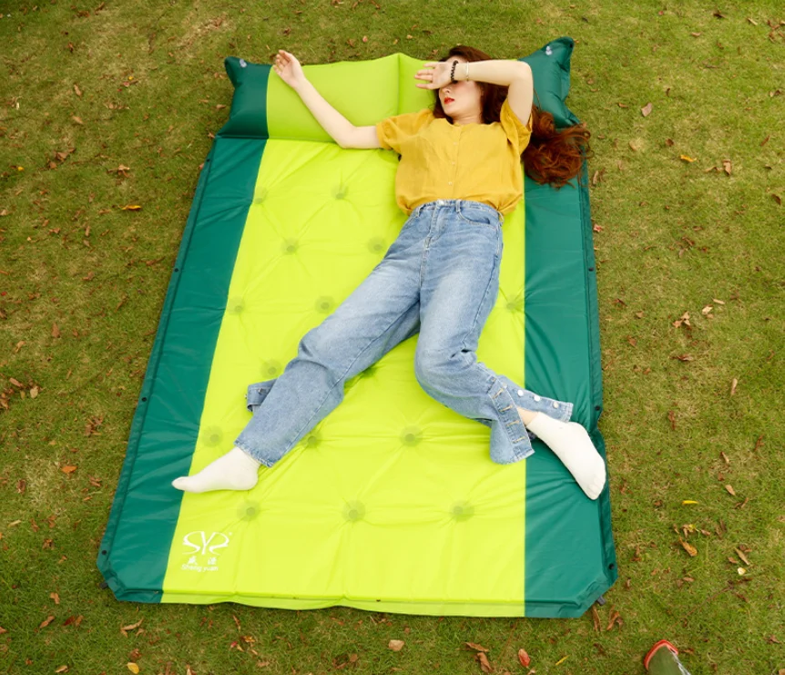 Outdoor Hiking Inflatable Ultra-light Portable Folding Sleeping Pad Soft Double Camping Pad Air Mattress