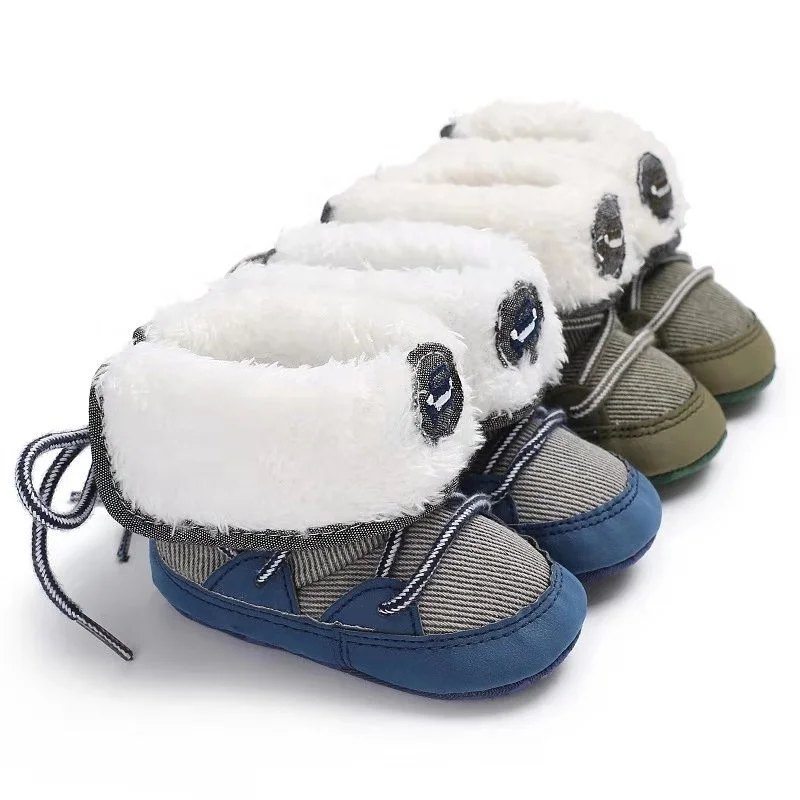 Warm Anti Slip Cotton Kids Winter Toddler Fur Baby Boots For Boys