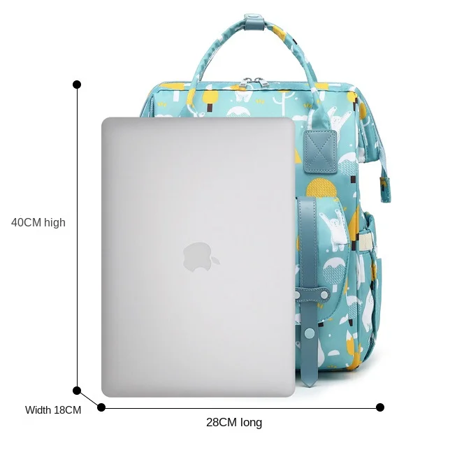 2023 New Large Capacity Blue Patterned Print Waterproof Diaper Bag Backpack Leather Diaper Bag Mommy Bags