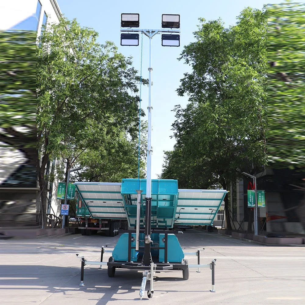 VANSE WS-200T Mobile Retractable Solar Panels Mast Solar Light Tower Lithium Power LED Lights