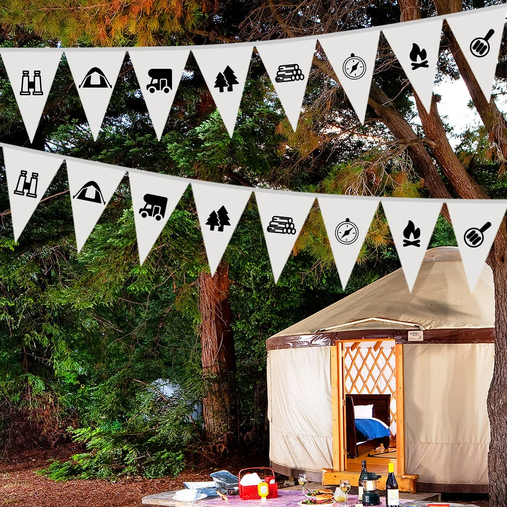 Wholesale outdoor pulling triangle hanging flag field tent decoration flags custom picture