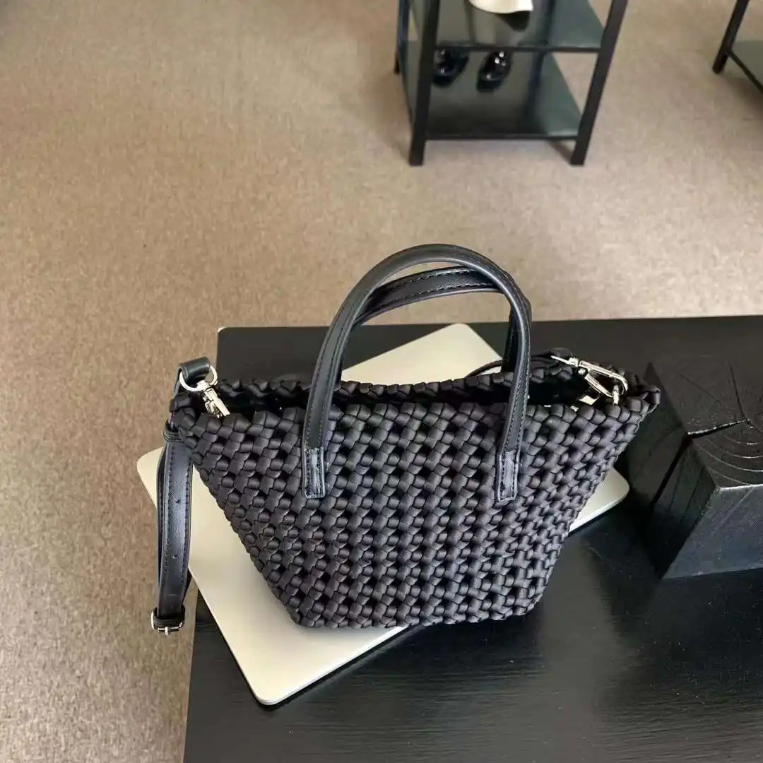 new neoprene casual hollow small tote handbag shoulder crossbody woven bag for ladies women