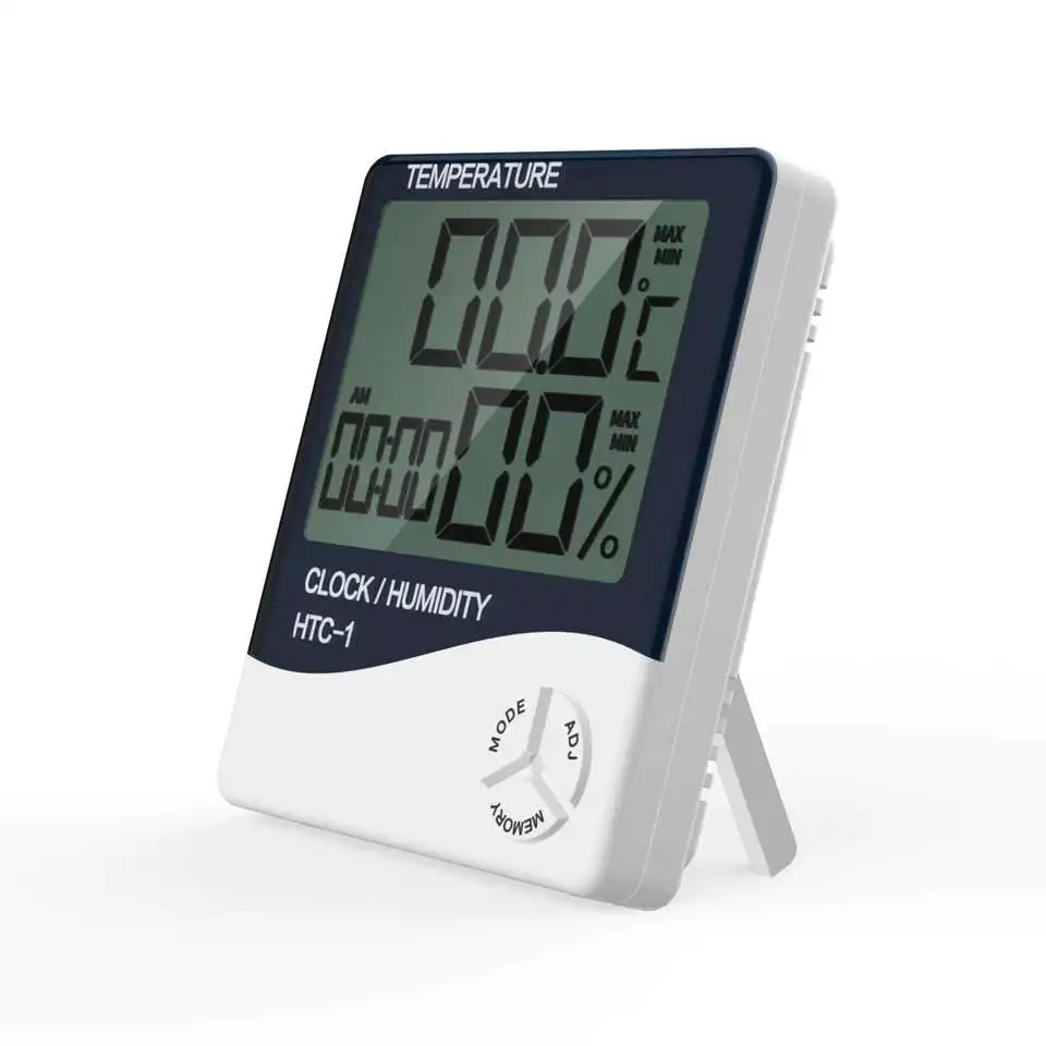 Household Indoor LCD display Digital Temperature Humidity Meter Clock HTC-1