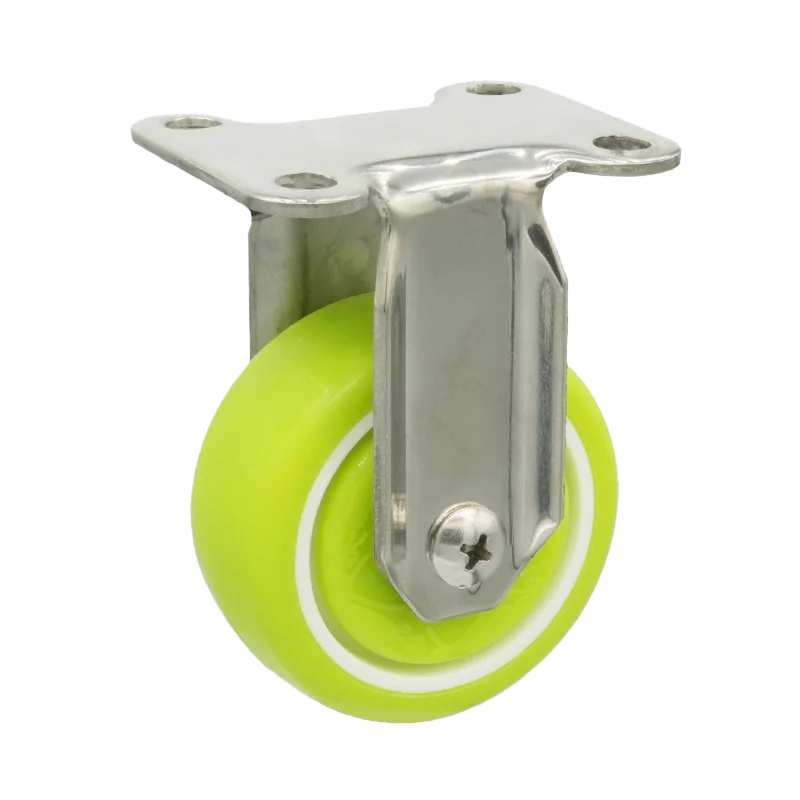 Wholesale 304 SS fork PU caster wheel manufacturer stainless steel 1.5/2 inch green casters wheel with brake