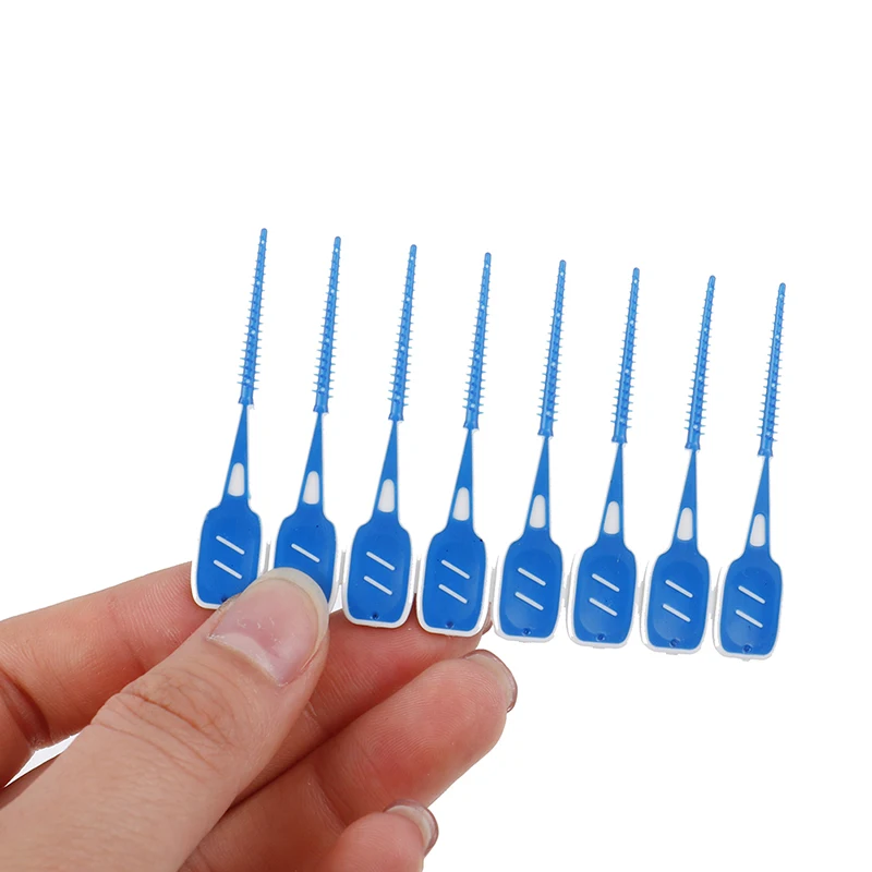 2 In 1 Soft Sticks Deep Clean Interdental Brush Dental Floss Picks Ended Rubber Toothpick Interdental Tooth Brush