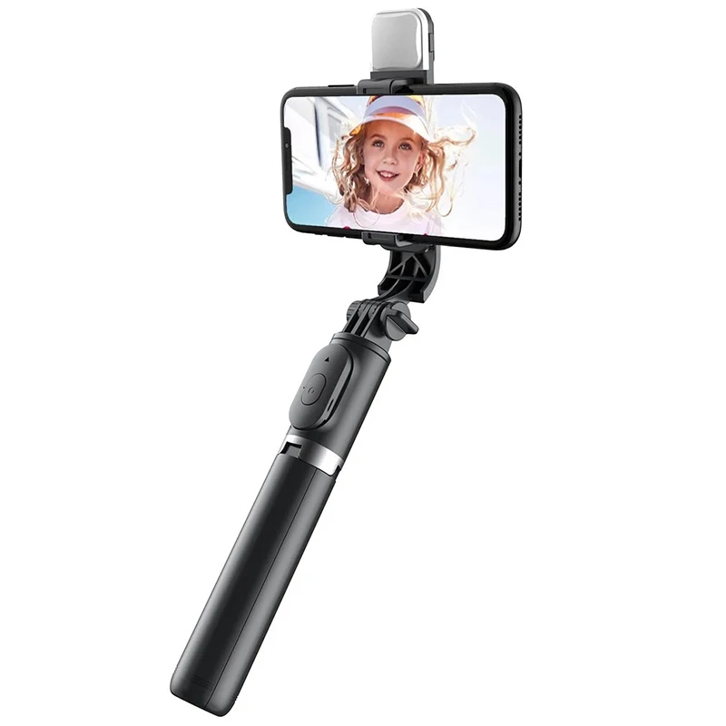 For Living Streaming Q02s 1045 mm LED Fill With Light 360 Degree Rotation Wireless Tripod Mini Selfie Stick