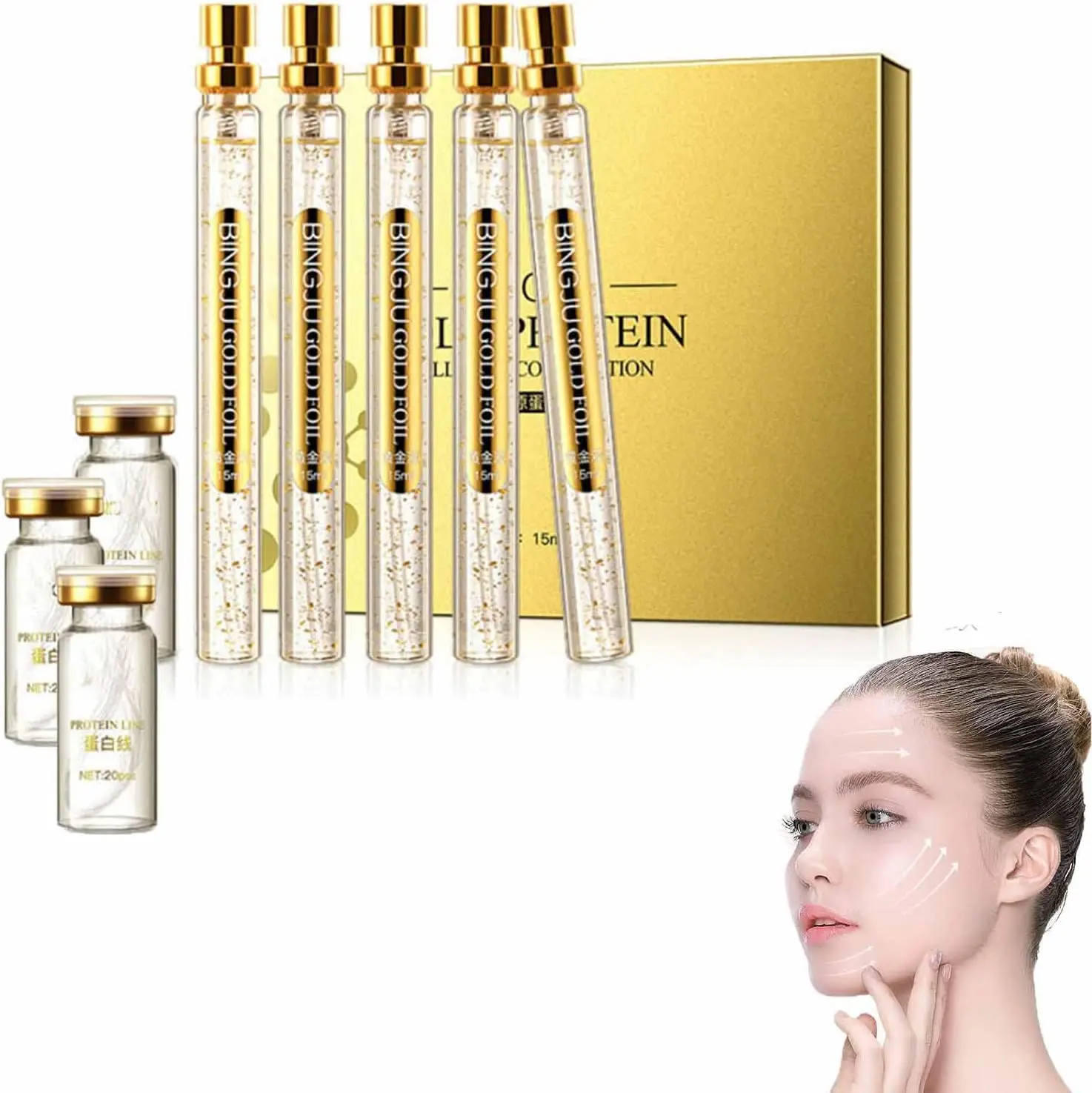 Gold Protein Thread Wrinkle Removal Absorbable Protein Thread Lift Collagen Protein Dissolving Threads