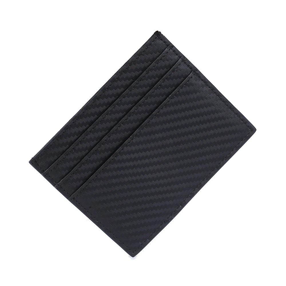 Popular Carbon Fiber Leather RFID Blocking Minimalist Small Credit ATM Card Holder for Mens