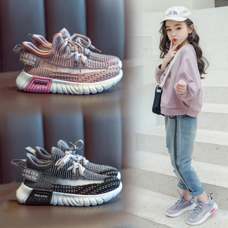 Детская обувь, новинка 2020, спортивная обувь для мальчиков, детская дышащая вязаная повседневная обувь flying knit, кроссовки для девочек