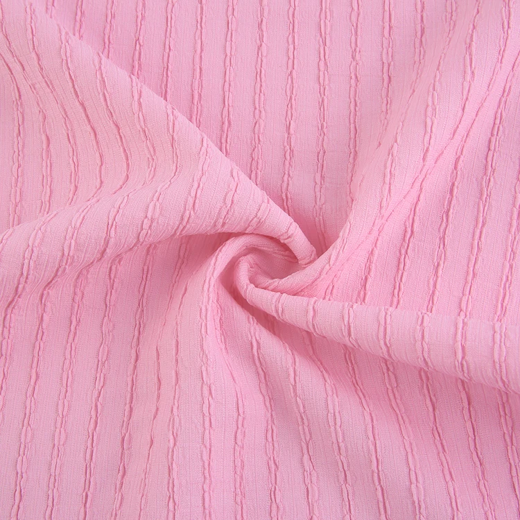 Popular light weight pink polyester warp knitted fabric 98%polyester 2%spandex warp knitting fabrics for garments