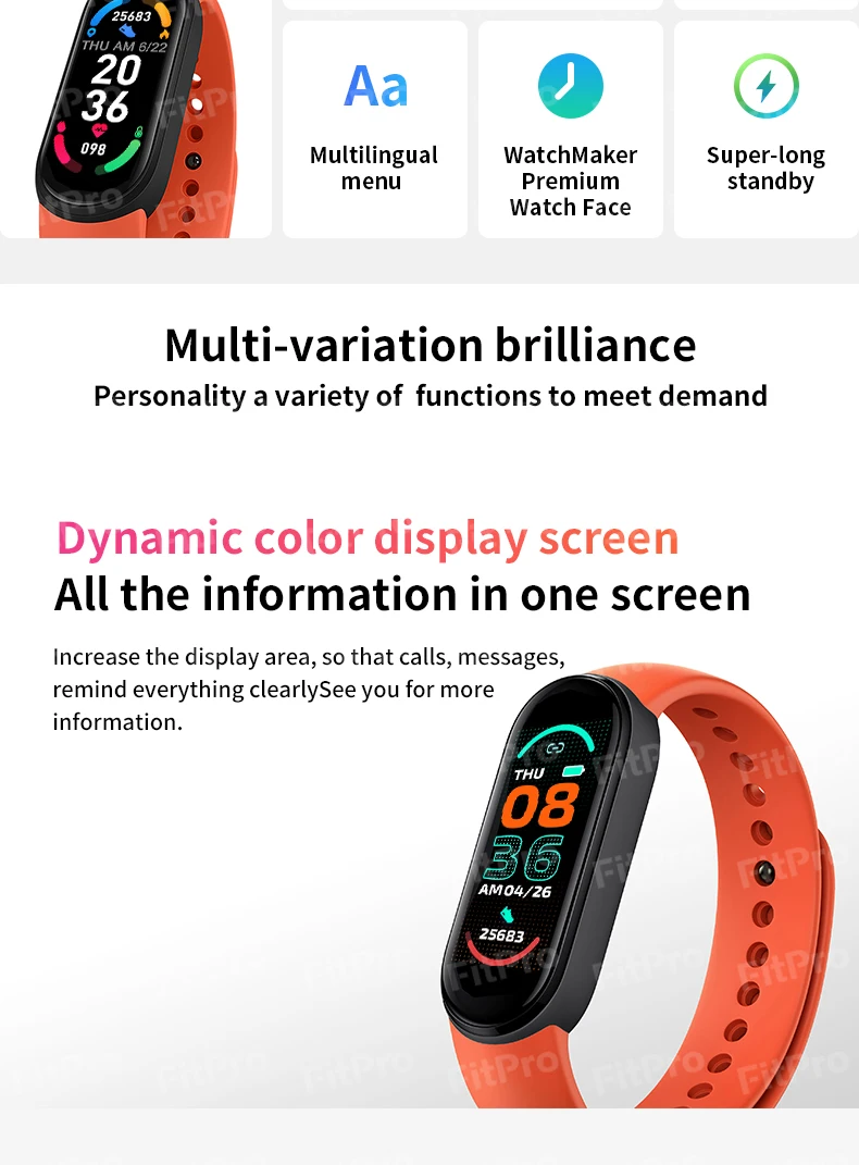 
Smart watch Band M6 M5 M4 Fitness Tracker Heart Rate Monitor Waterproof Sports Bracelet Activity Tracker M6 VS M5 M4 