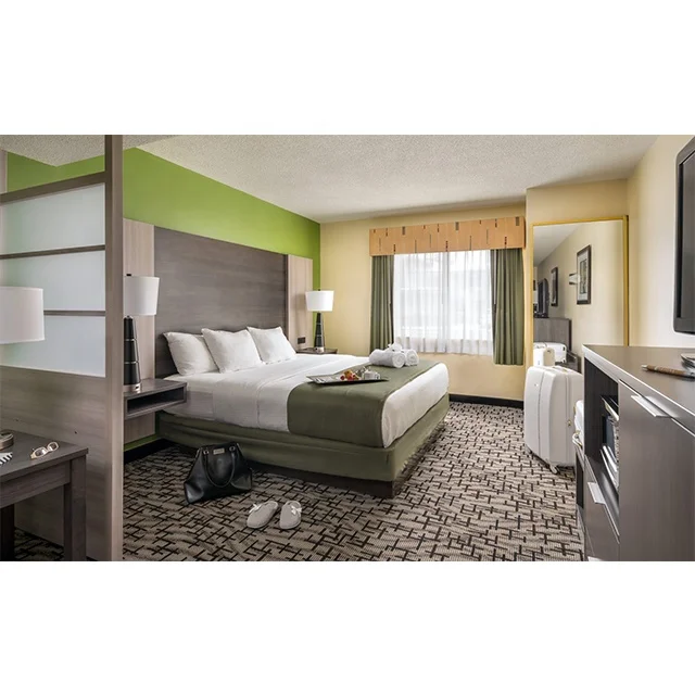 Cheaper 3 Star Best Western Crown Inn & Suites Wooden Commercial Hotel King Bedroom Set Furniture