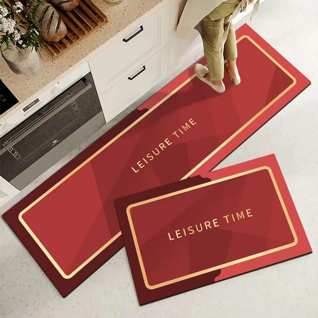 Non Slip Heat Resistant Anti Fatigue Custom Printed Oil Proof PVC Printing Plastic Floor Area Rugs Set Washable Kitchen Mat