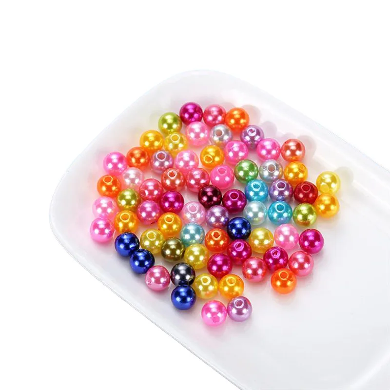 AW Bulk Pearl Beads 6mm 8mm,10mm 12mm Round ABS pearl with hole colorful for diy pearl jewelry