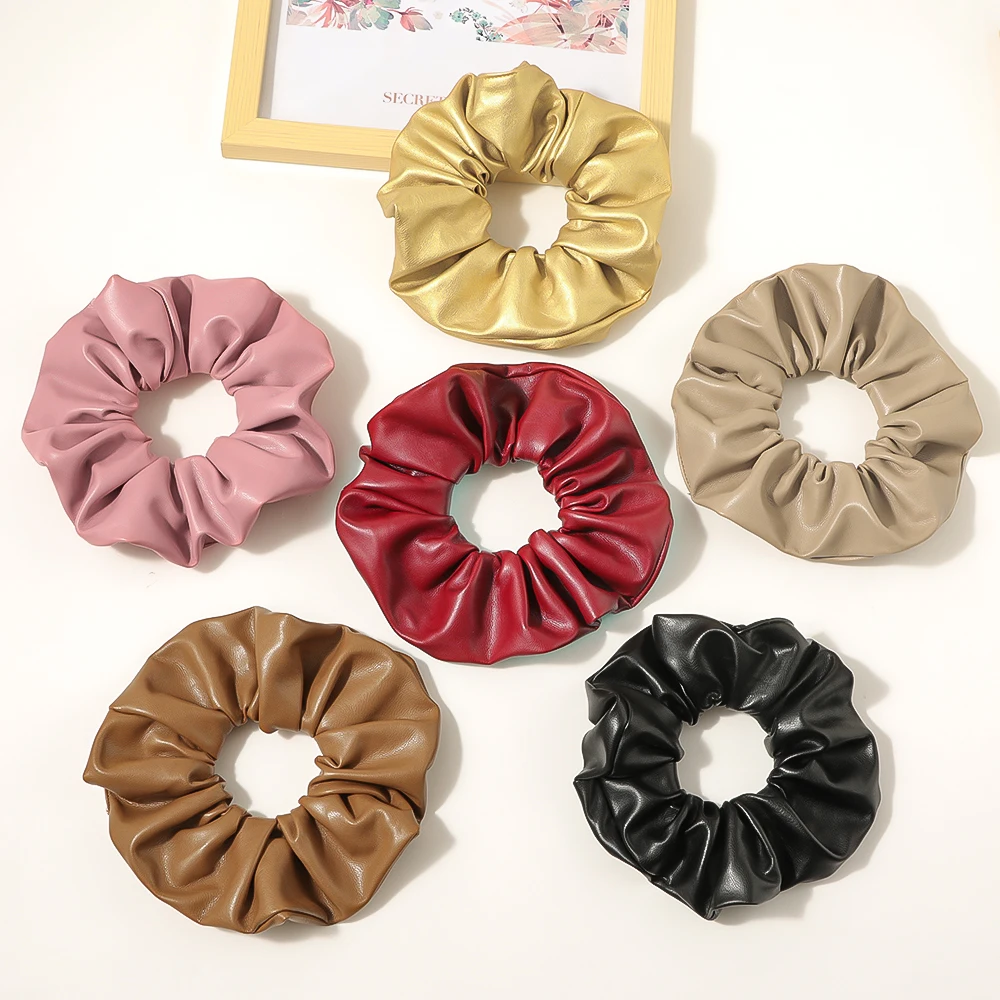 2023 15cm Leather Hair Tie Extra Large Scrunchie Xl Over Sized Scrunchies PU Hair Accessories
