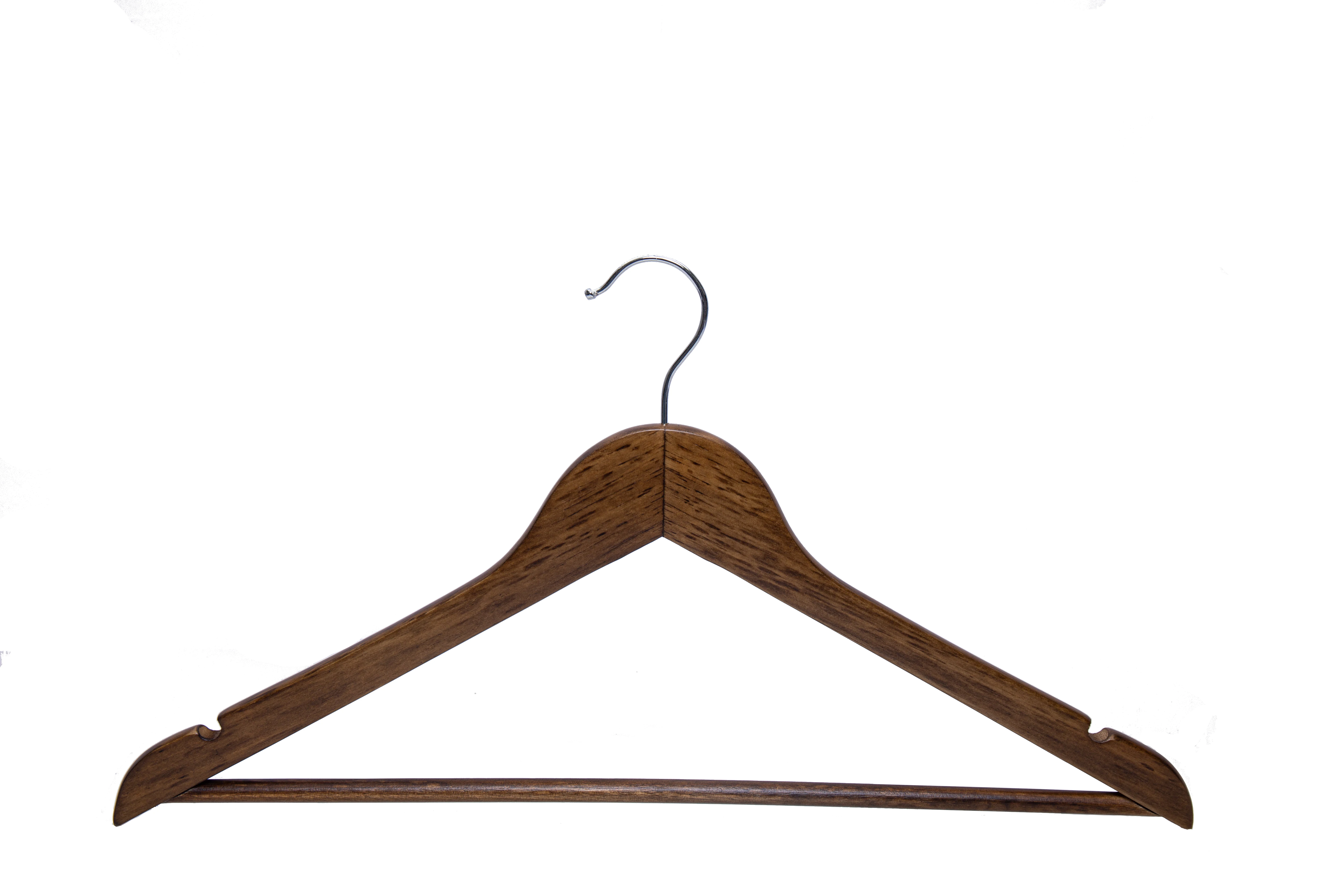 Hot Selling Round Head Wooden Hangers for Clothing with Anti-slip Bar