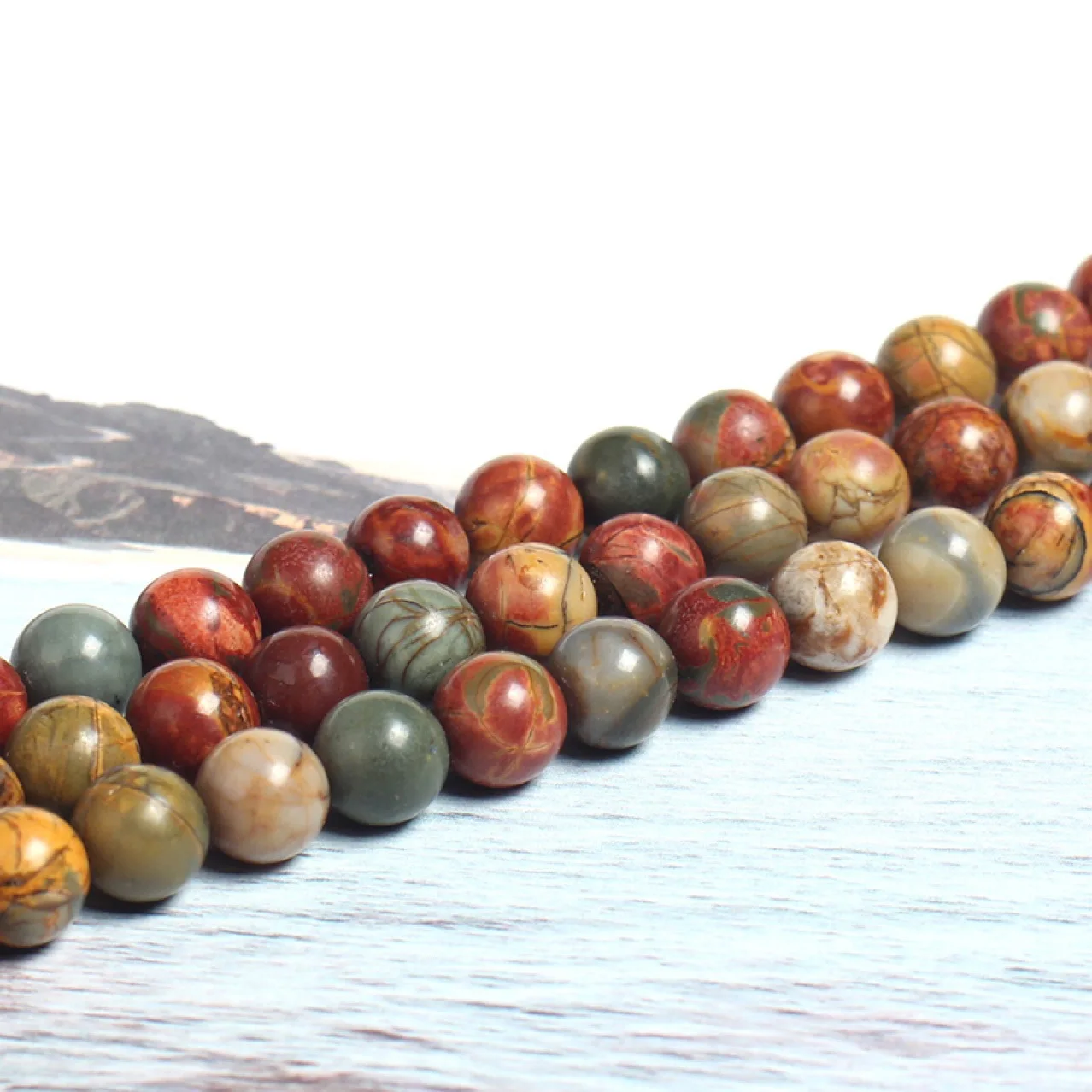 Red Picasso Jasper 4/6/8/10/12mm Natural Stone Matte Frosted Smooth Loose Round Red Picasso Jasper Beads for Jewelry Making