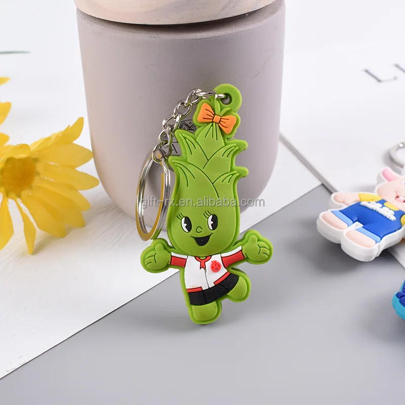 Custom Logo OEM Plastic Keychains Fashion PVC Cartoon Soft Silicone Rubber Keychain 2D/3D Logo Stitch Promotional Carabiners