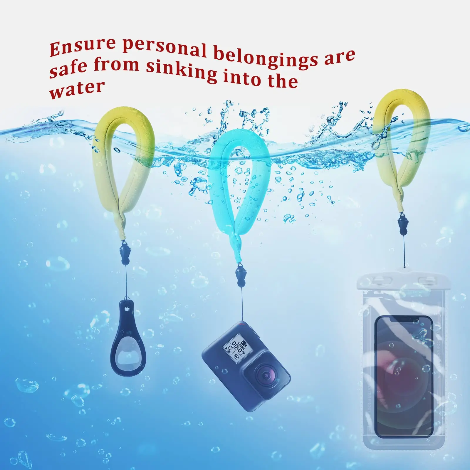 Floating Camera Wristband, Loss-Proof Neoprene Waterproof Floating Wristband For Underwater Cameras Customizable Logo