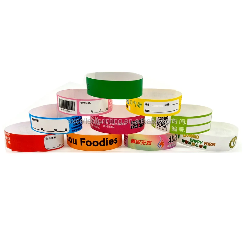 One-time Use Waterproof Cheap Custom QR CODE Tyvek wristband bracelet Printed with Logo tyvek wristband paper