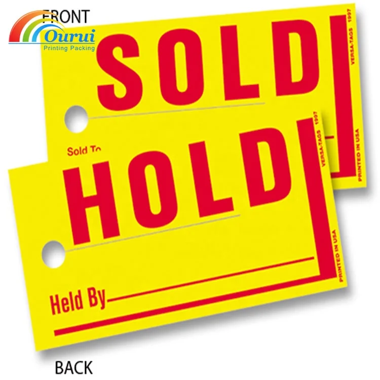 Hot sales car vinyl Poly Key Tag Yellow 250 per Box with Rings and Pens