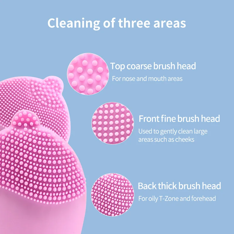 IPX7 Waterproof Face  Cleaning Sonic Pore Cleaner Multi-function Face wash Silicone Facial Cleansing Brush