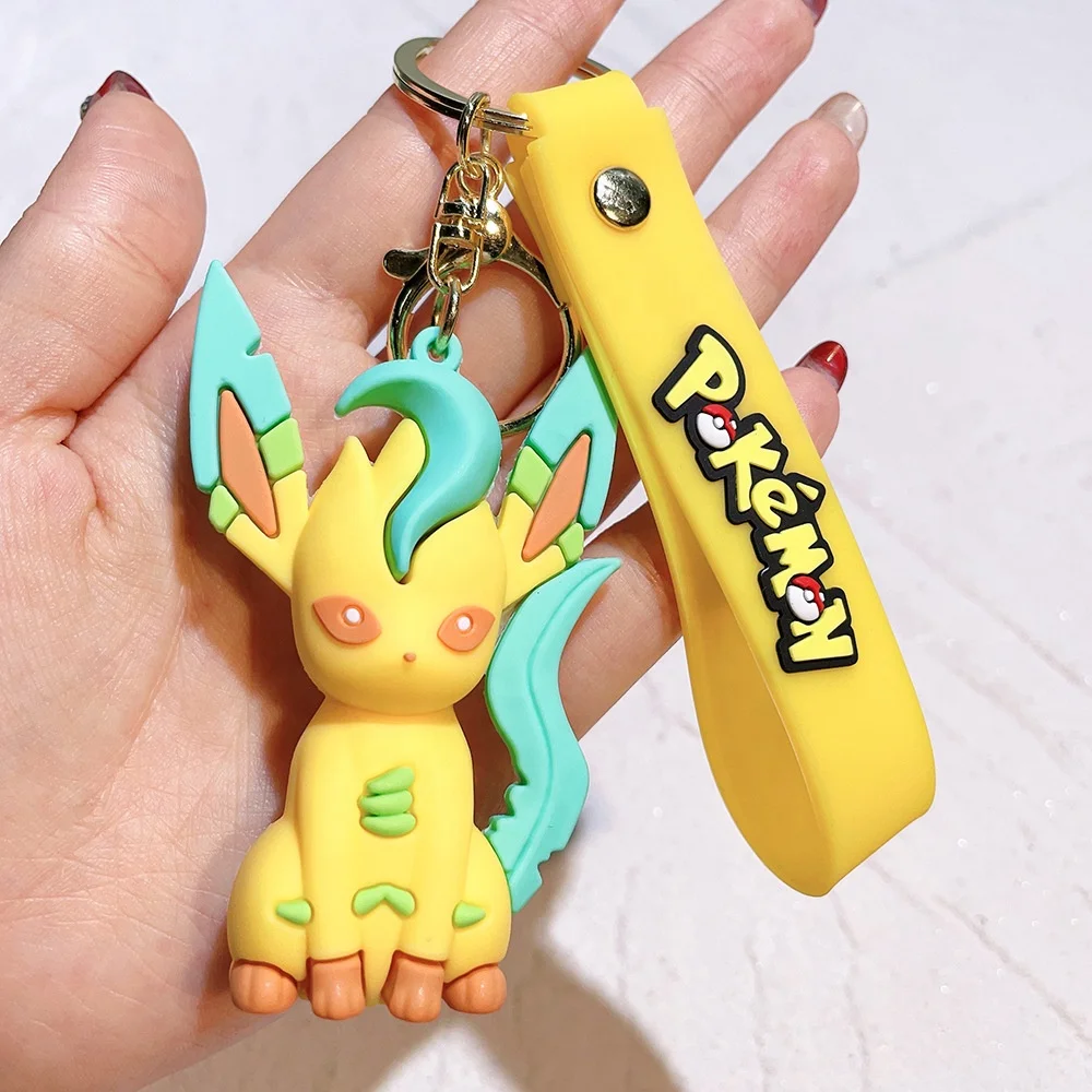 New Designs Pokemoned Rubber Cute Toy Keychain Sylveon Eevee Series PVC 3D Key Chain Ring