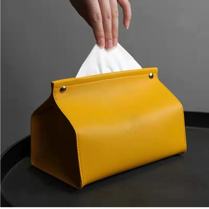 Custom Pu Leather Tissue Box Cover Holder Decorative Paper Organizer For Bathroom Car Office Home Decor