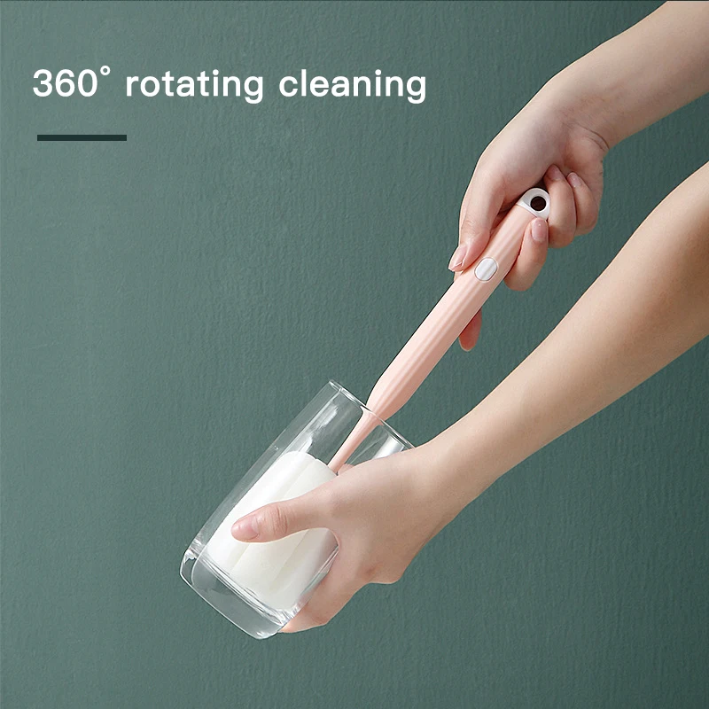 Home Cleaning Bottle Sponge Brush Glass Pot Washing Kitchen Cleaning Sponge Brush For Wineglass Bottle Coffee Tea Cup