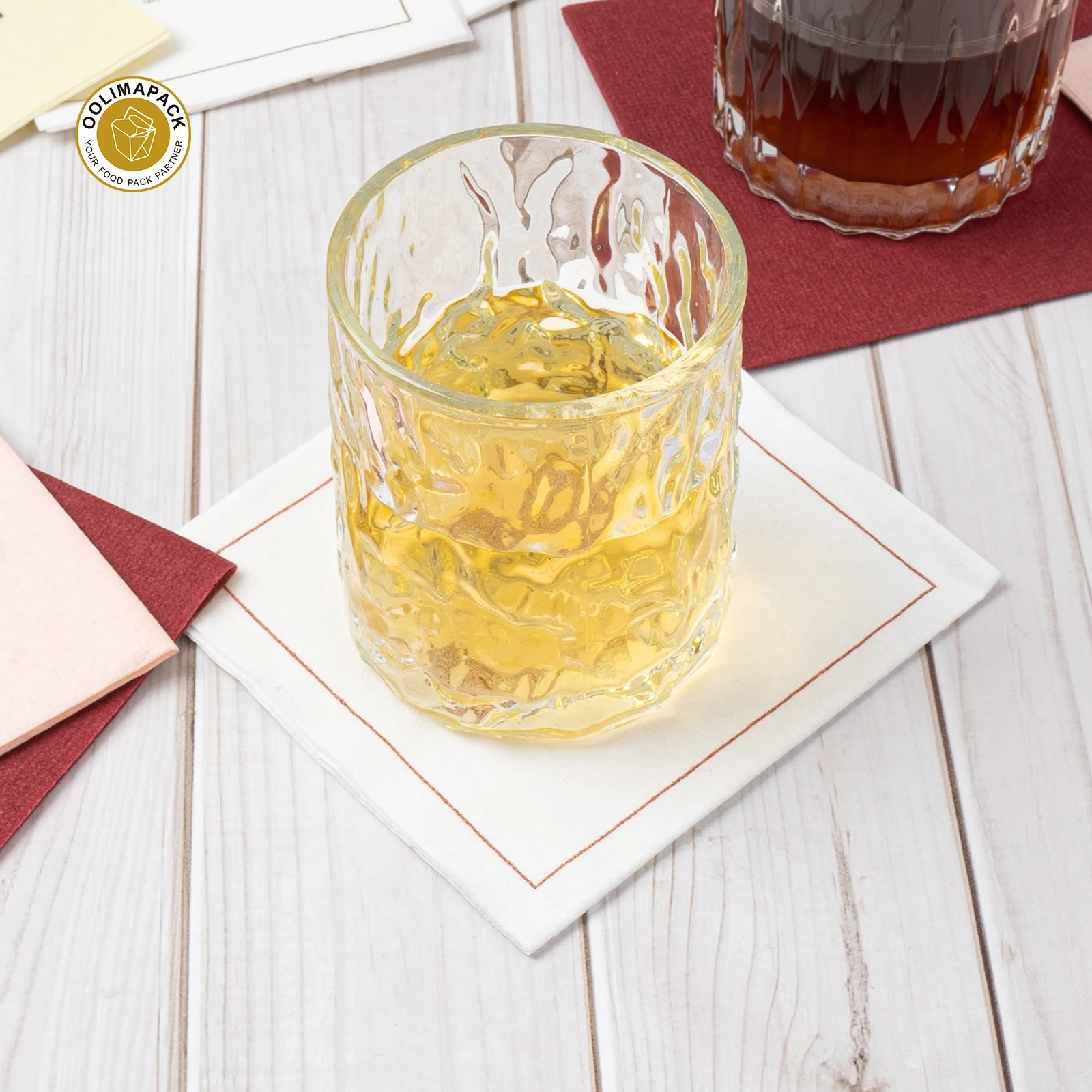 OOLIMA Custom Printed Logo Cocktail Napkins Custom Wedding Cocktail Beverage Luncheon Paper Napkins