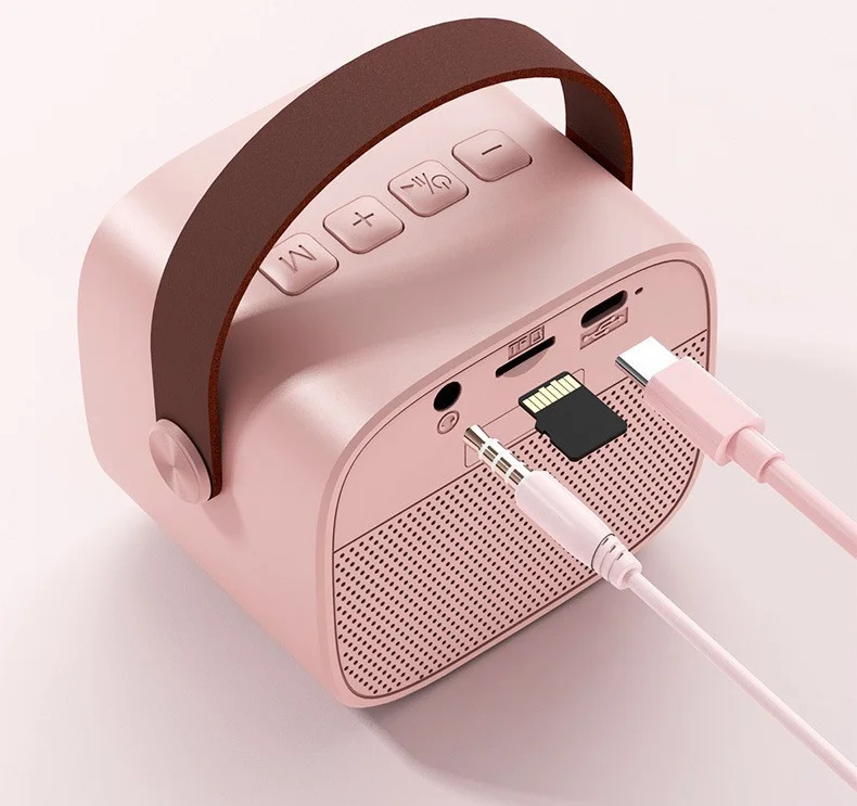 Hot sale karaoke microphone dual mic family ktv tf card play for kids gift portable wireless microphone speaker