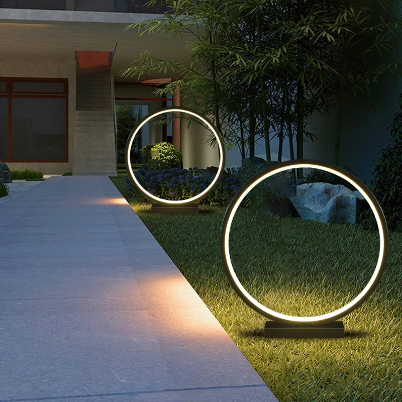 LED garden light landscaping fixture bollard lamp traditional lantern painting gray pole aluminum Courtyard