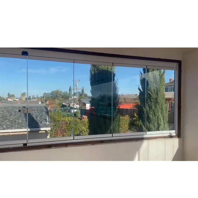 HDSAFE Glass Balcony Design Frameless Glass Sliding Bi Fold Window Terrace Aluminum U Channel Glass Railing and Sliding Window