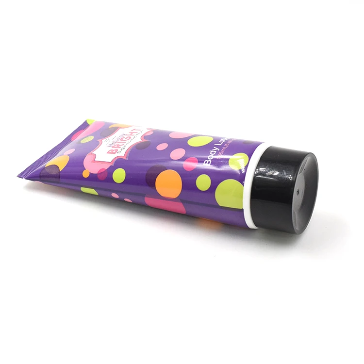 wholesale pet plastic tube with black cap purple plastic tube 30g 50g 100g for body lotion