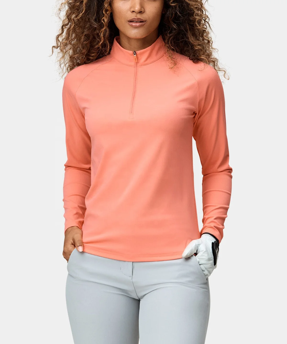 Standing Neck patchwork Crop Slim Blouse Oversize sweatshirt 1/4 Half  Quarter Zip Glof Pullover long sleeve golf t-shirts