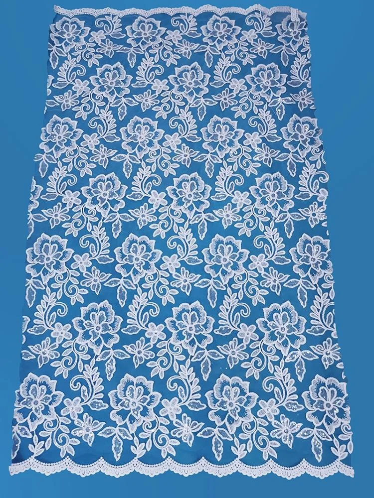 
lace fabric factory dress white african sequin lace fabric for wedding 