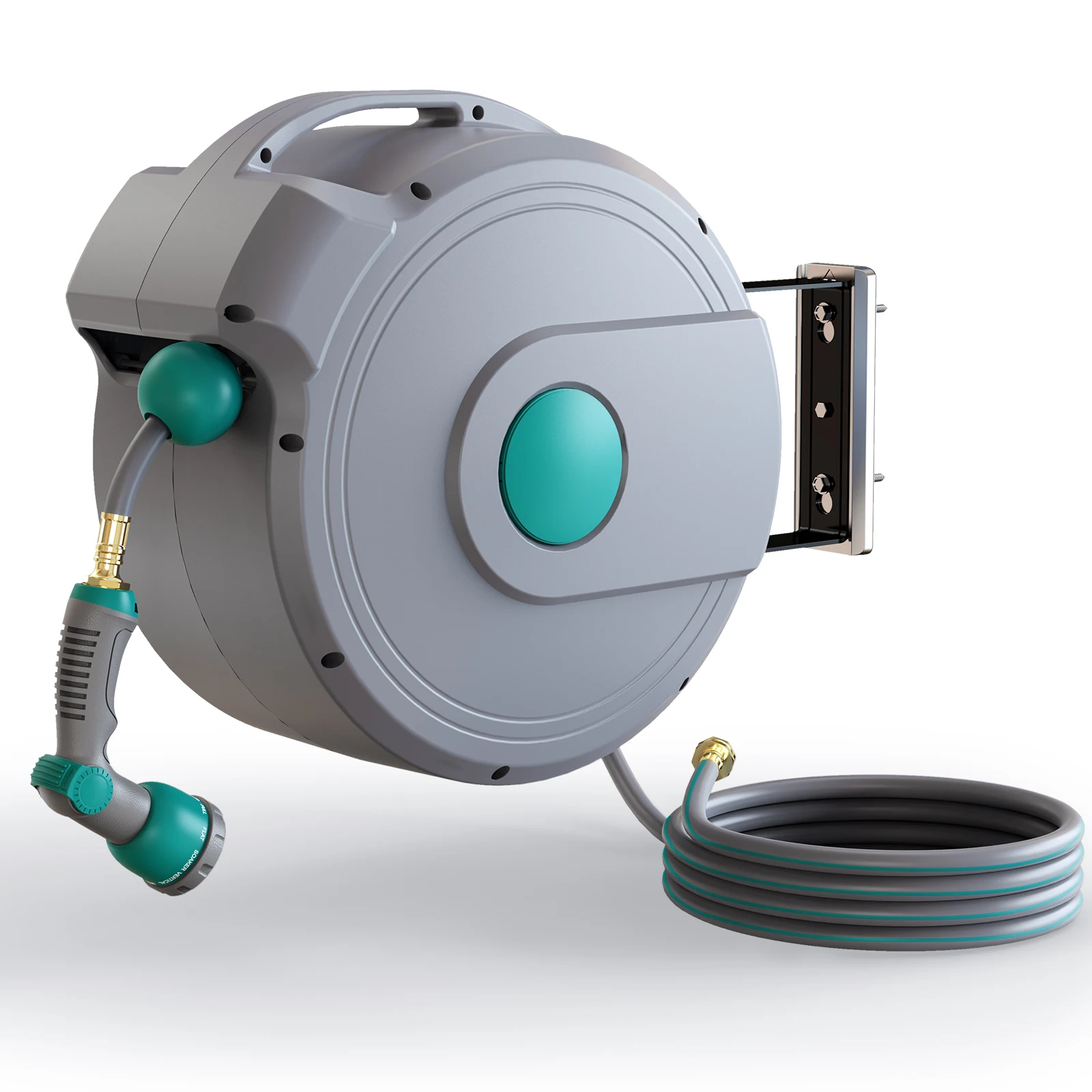 GARTENKRAFT 20M 1/2' Garden Plastic  Auto Wall Mount Water Hose Reel Ideal For Watering