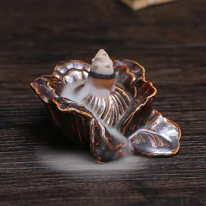 Керамическая ароматическая курильница Zen Lotus с обратным потоком конусный держатель дымовой фонтан для декора