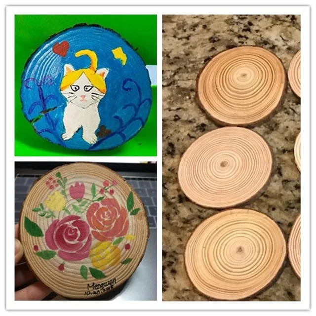 Unfinished Natural Wood Slices Circles Crafts Christmas Ornaments DIY Crafts with Bark for Crafts