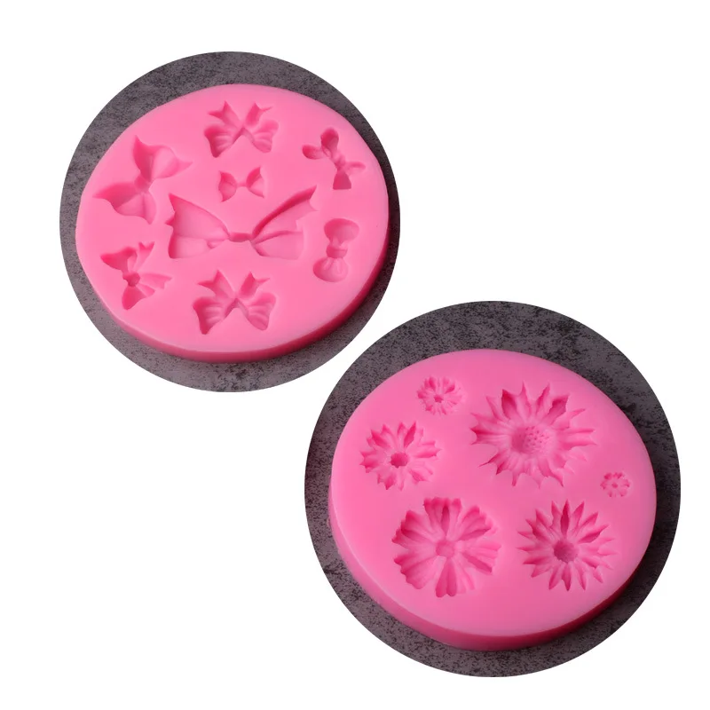 Reusable Silicone Sunflower Butterfly Mold Disposable Chocolate Sugarcraft Baking Tool for DIY Cake Decoration