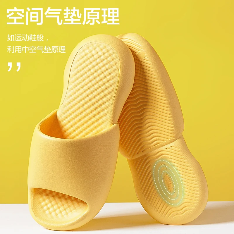 Japanese plastic slippers with thick soft  soles for women in summer indoor home deodorant bathroom slippers for men