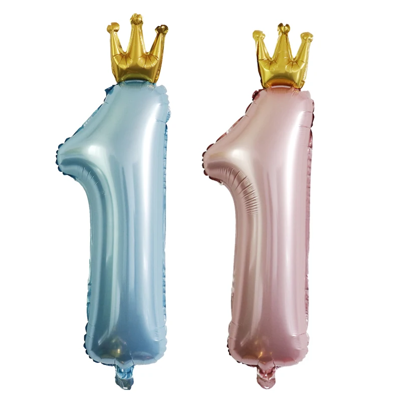 36 inch candy powder blue number crown foil balloon one year old children happy birthday party scene decoration balloon supplies