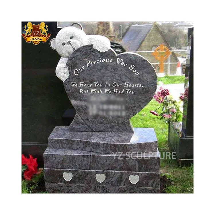 Wholesale Custom Granite Cartoon Headstone Marble Teddy Bear Headstone Stone Granite Tombstones And Monuments For Babies