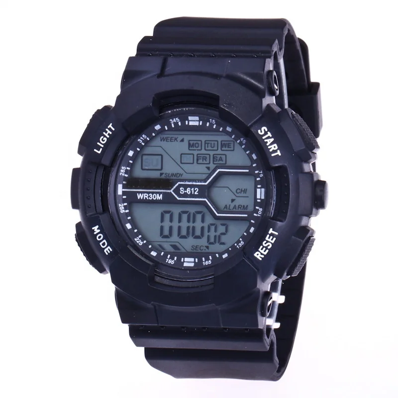 PU Plastic Band Wrist Black Color Custom Logo LED Watches Promotional Gift Cheap Digital Watches For Boy