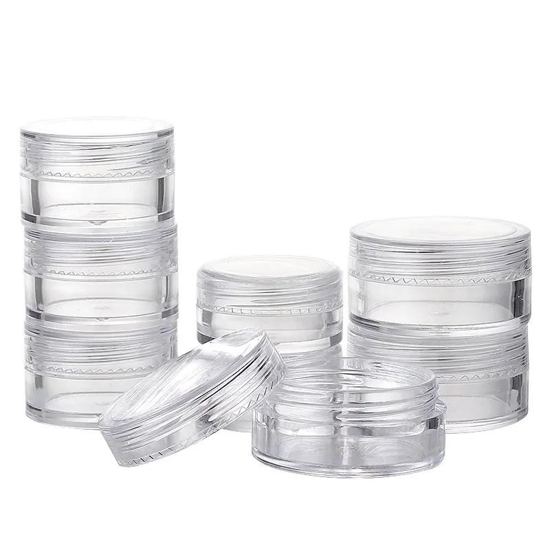 Wholesale 3g 5g 7g 10g 15g plastic ps small black gold blue pink empty cosmetic container pot cream jar